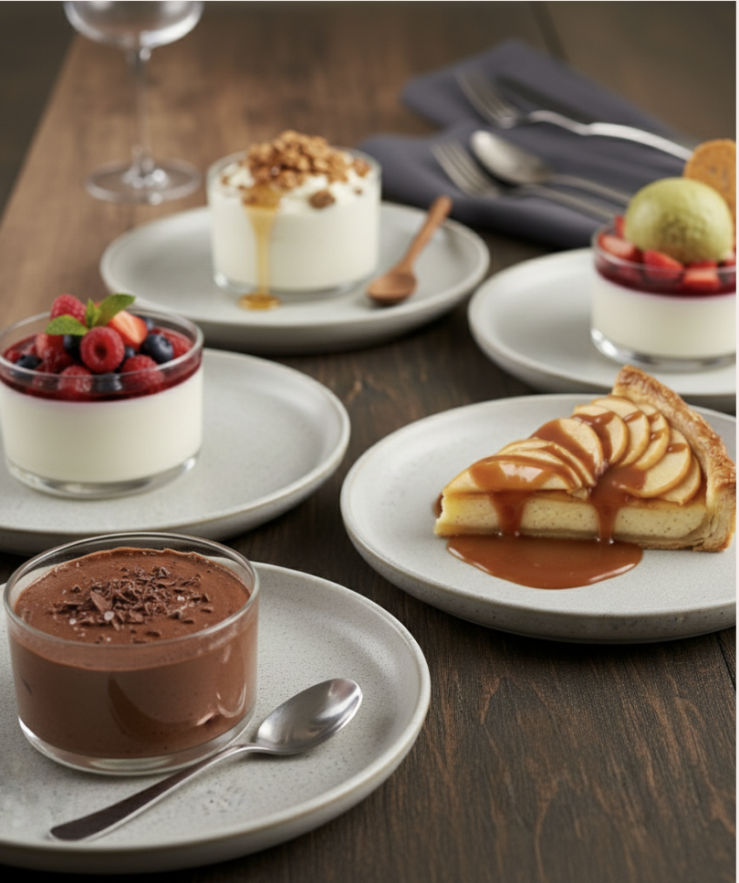 Ensemble des desserts de la carte du restaurant La Cour