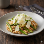 RISOTTO D’ÉPEAUTRE AUX ASPERGES VERTES ET VIEUX COMTÉ